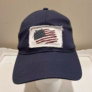 Rural King Unisex Snapback Mesh Back Hat Blue Patch Patriotic American Flag